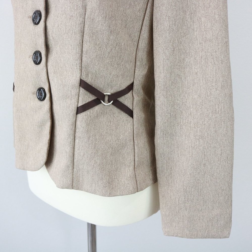 Perceptions Petite Brown Zig Zag Chevron Blazer - image 6